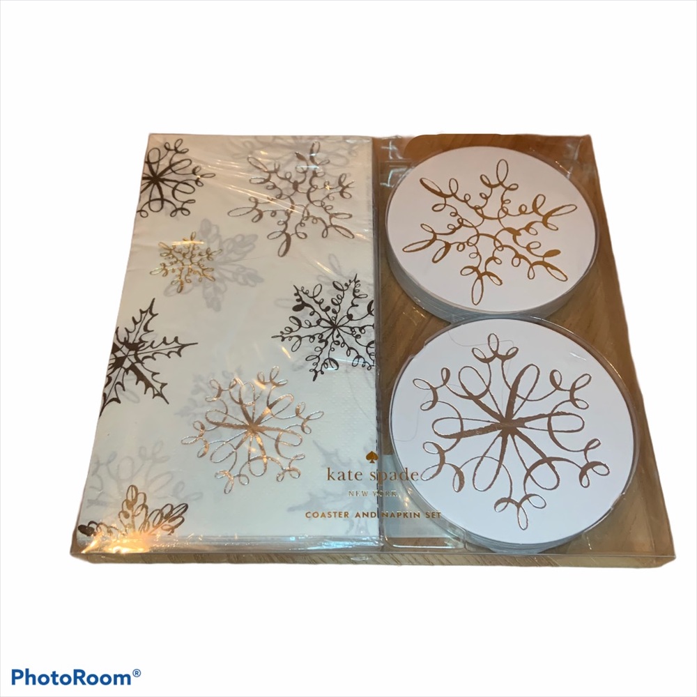 NWT Kate Spade Holiday Napkin Coaster Set